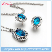hot sale rhodium plated jewelry necklace earrings set costume for united nations